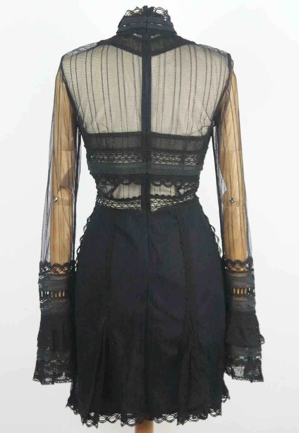 Black Jonathan Simkhai Lace Trimmed Tulle Turtleneck Mini Dress