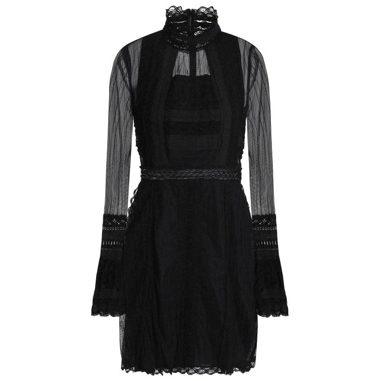 Jonathan Simkhai Lace Trimmed Tulle Turtleneck Mini Dress at 1stDibs |  jonathan simkhai black lace dress