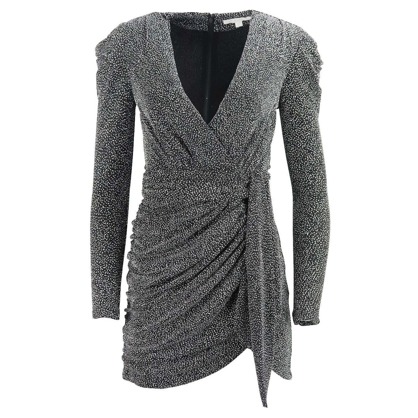 Jonathan Simkhai Metallic Jersey-Minikleid mit Wickeleffekt, US 0 UK 4