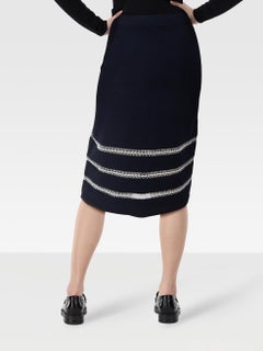 Jonathan Simkhai Navy Striped Midi Pencil Skirt Size S