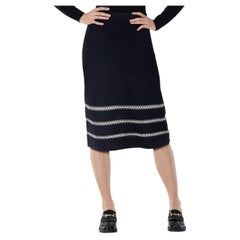 Jonathan Simkhai Navy Striped Midi Pencil Skirt Size S