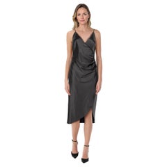 Jonathan Simkhai Nacht Schwarz Satin V-Ausschnitt Slip Kleid Größe M