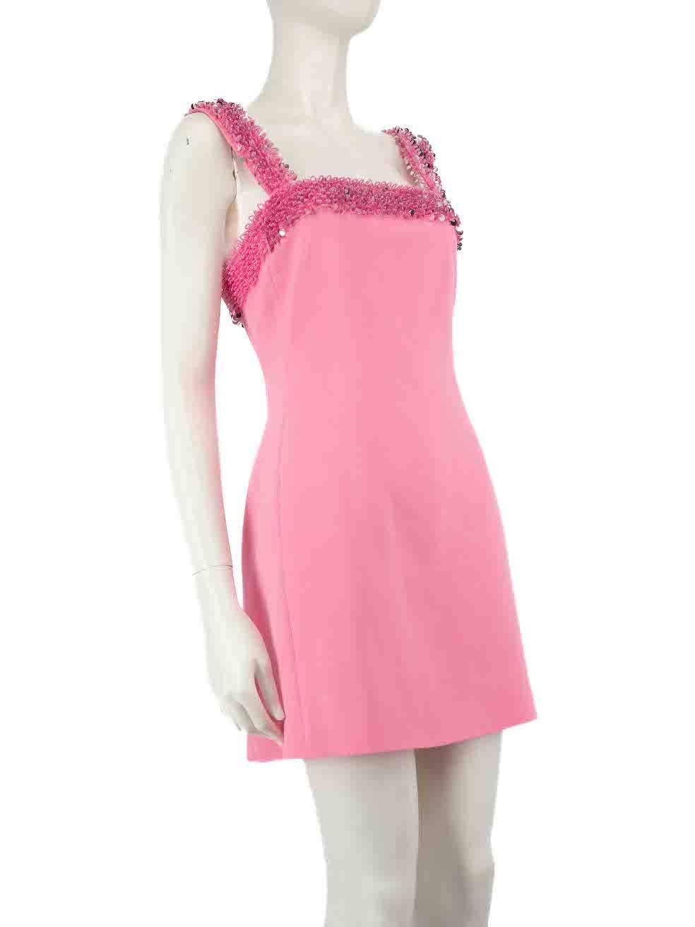 CONDITION is Never worn, with tags. No visible wear to dress is evident on this new Jonathan Simkhai designer resale item.
 
 
 
 Details
 
 
 Model: Nada
 
 Pink
 
 Synthetic
 
 Mini dress
 
 Sequin and bead embellished accent
 
 Square neckline
 
