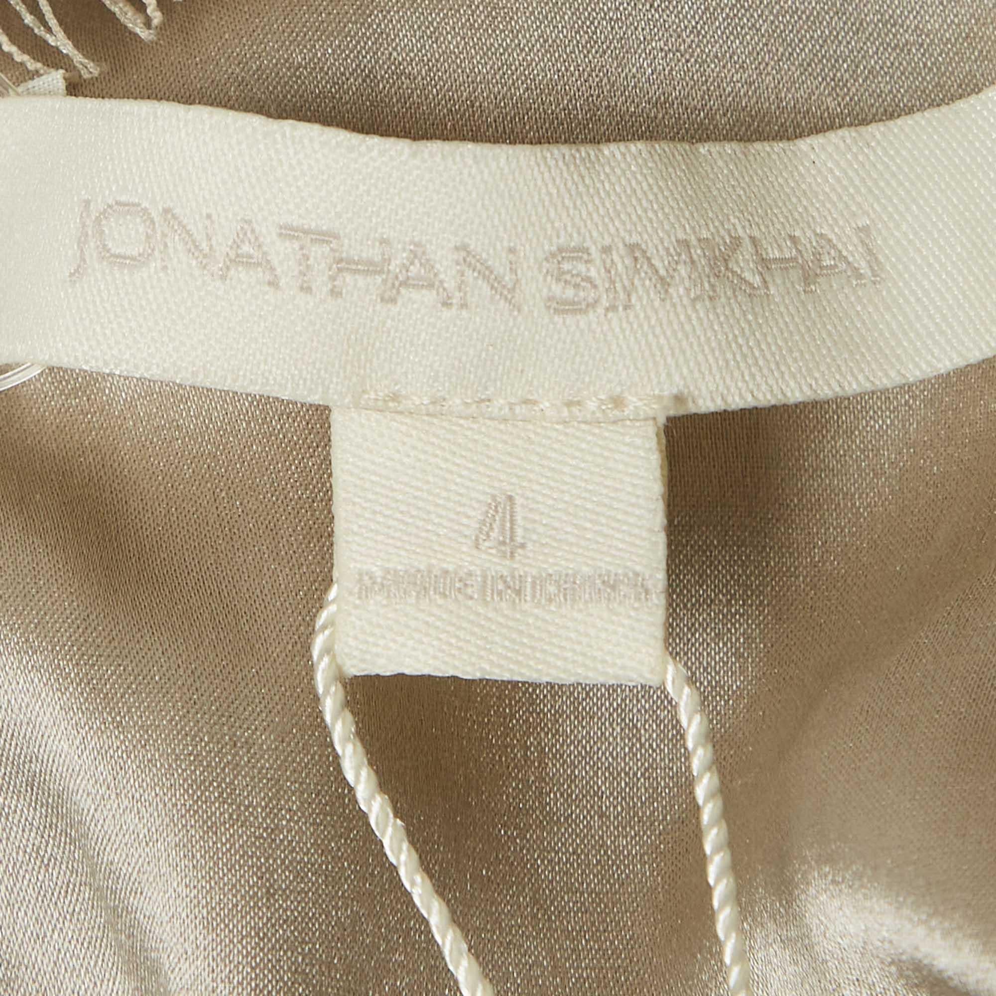 Jonathan Simkhai Silver Lurex Applique Lace-up Midi Dress S In Good Condition In Dubai, Al Qouz 2