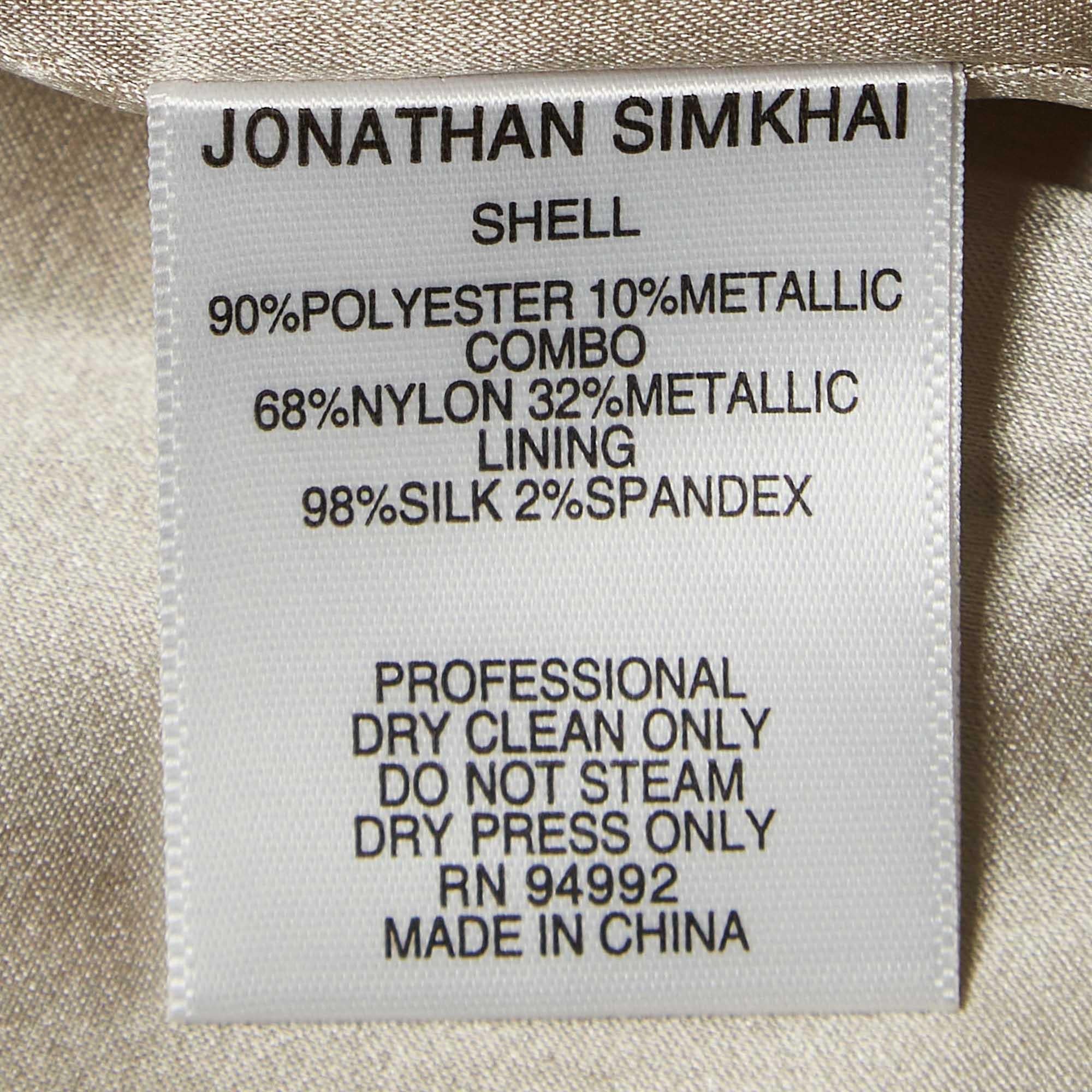 Women's Jonathan Simkhai Silver Lurex Applique Lace-up Midi Dress S