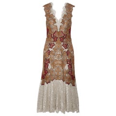 Jonathan Simkhai Silver Lurex Applique Lace-up Midi Dress S