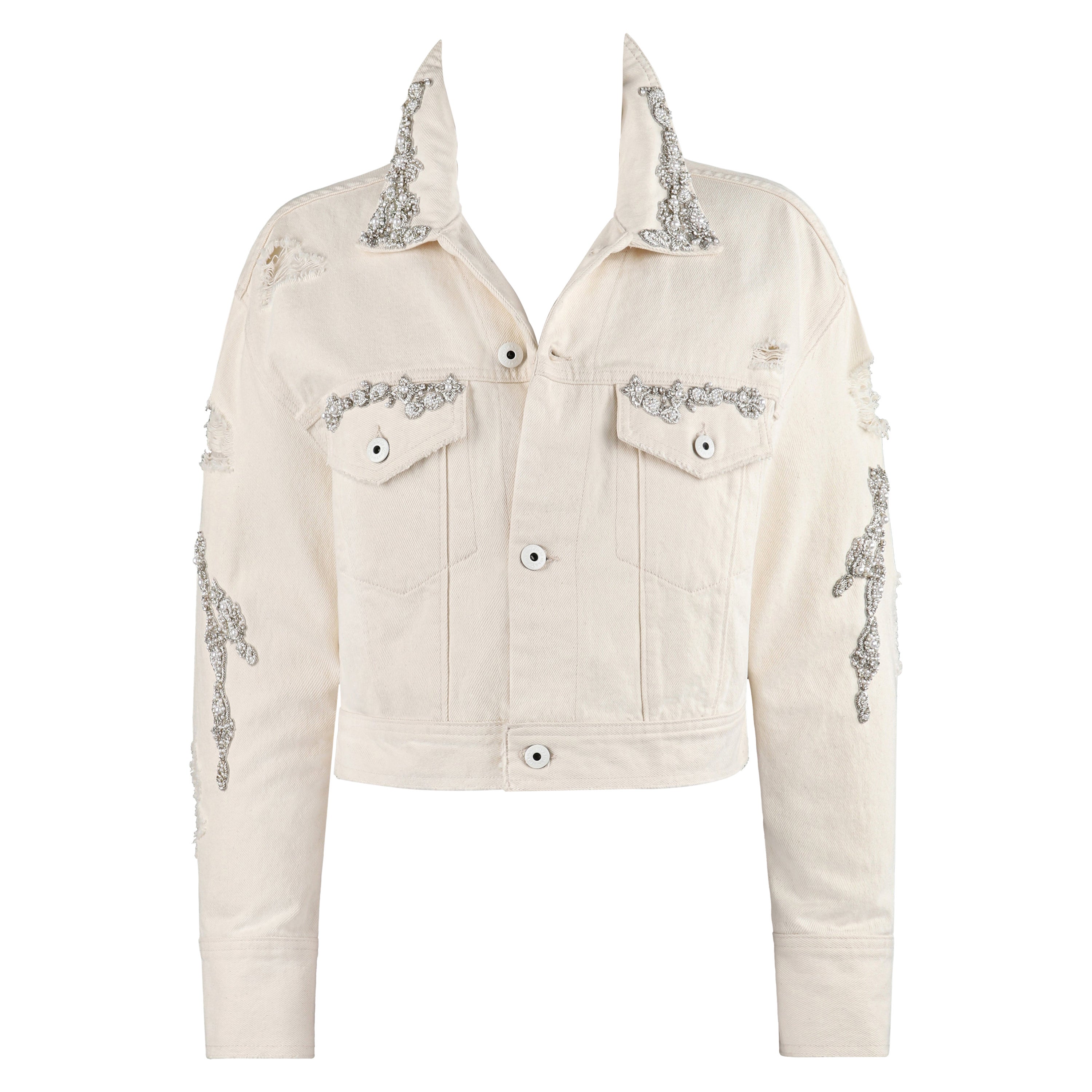 JONATHAN SIMKHAI - Giacca cropped con perline e cristalli color crema primavera 2018 NWT