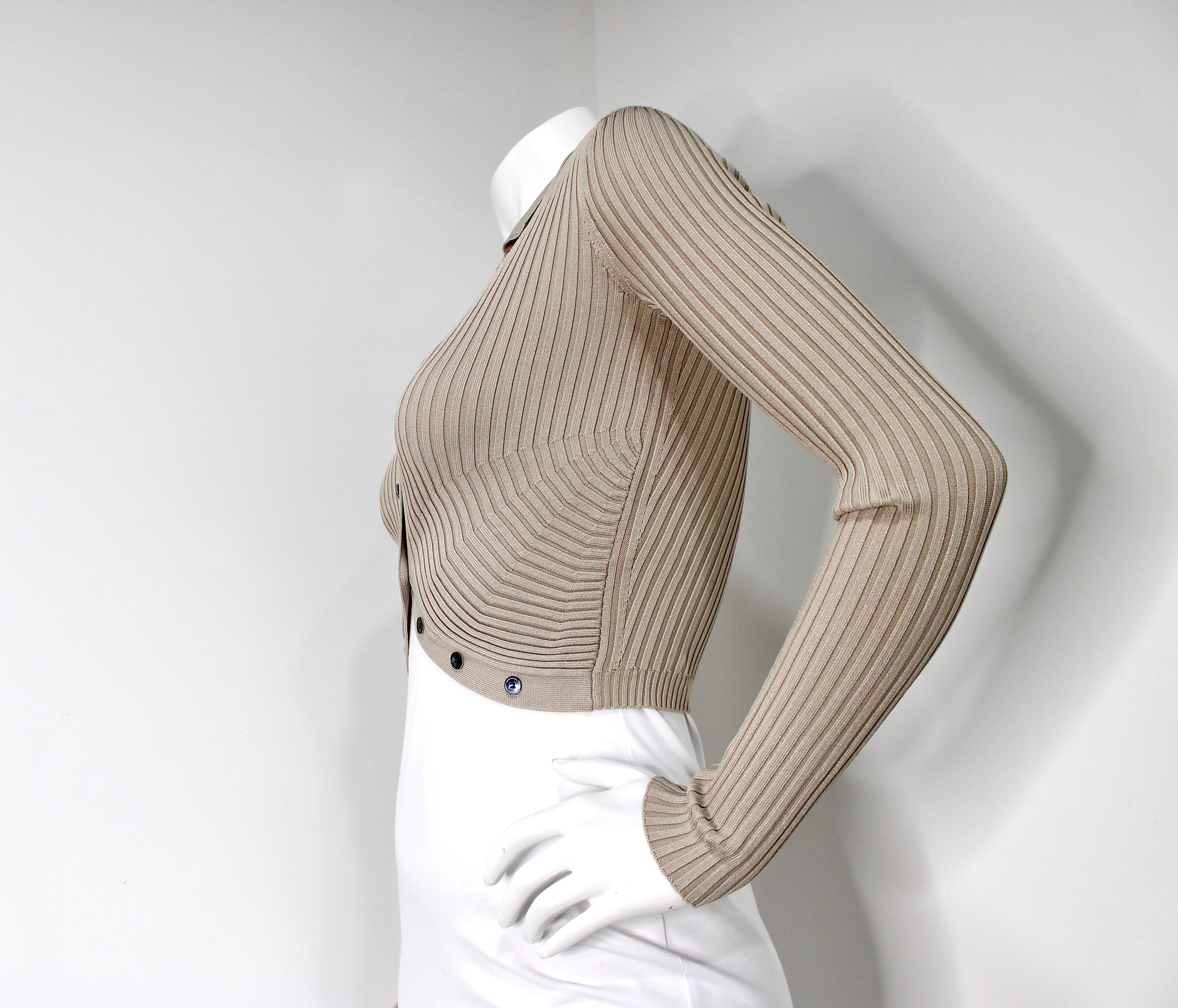 Jonathan Simkhai - Top court à manches longues en tricot côtelé Truffle Bon état - En vente à Scottsdale, AZ