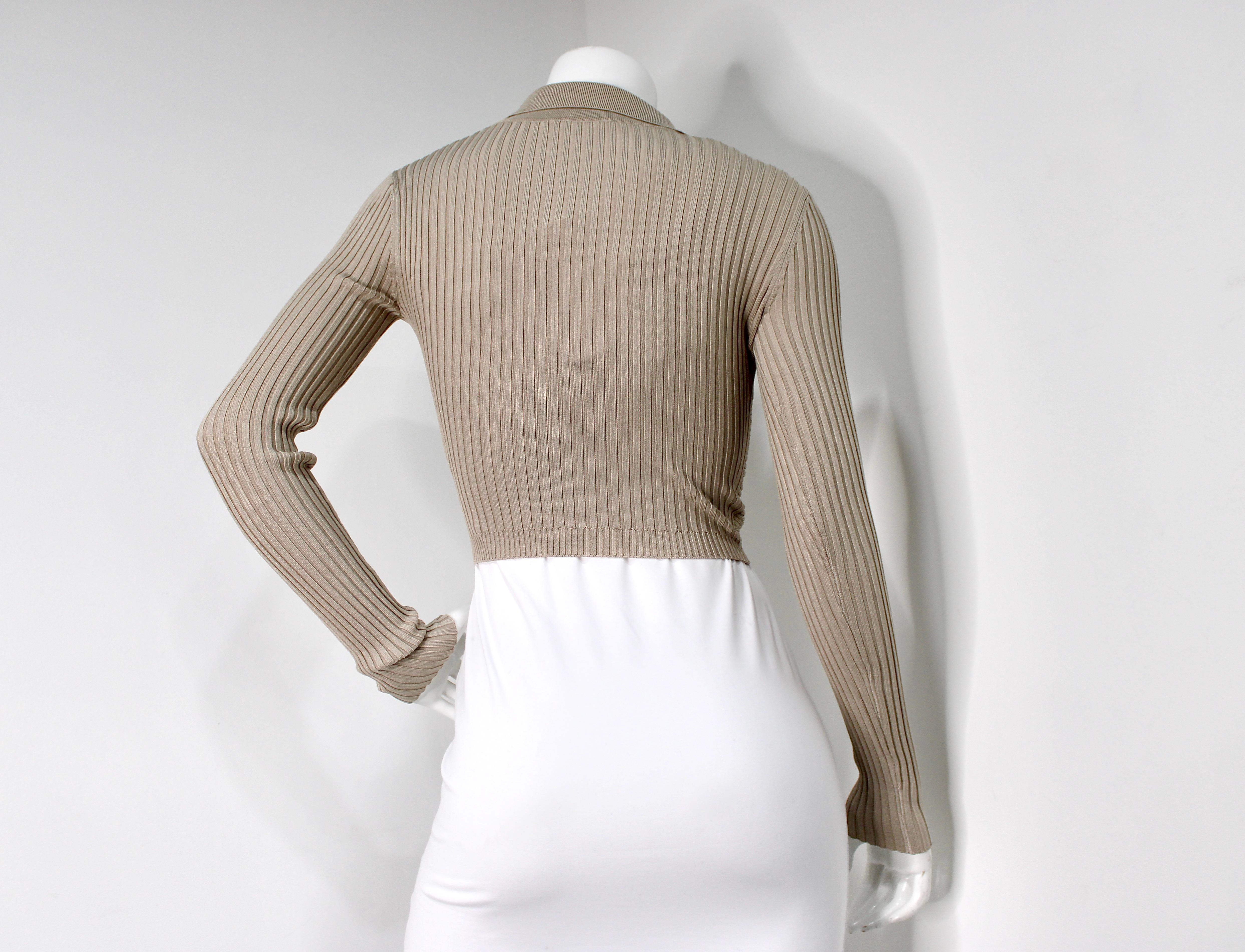 Jonathan Simkhai - Top court à manches longues en tricot côtelé Truffle en vente 2