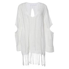 Jonathan Simkhai Weißer Chunky Knit Rayna-Poncho mit Ausschnitt aus Chunky-Strick M