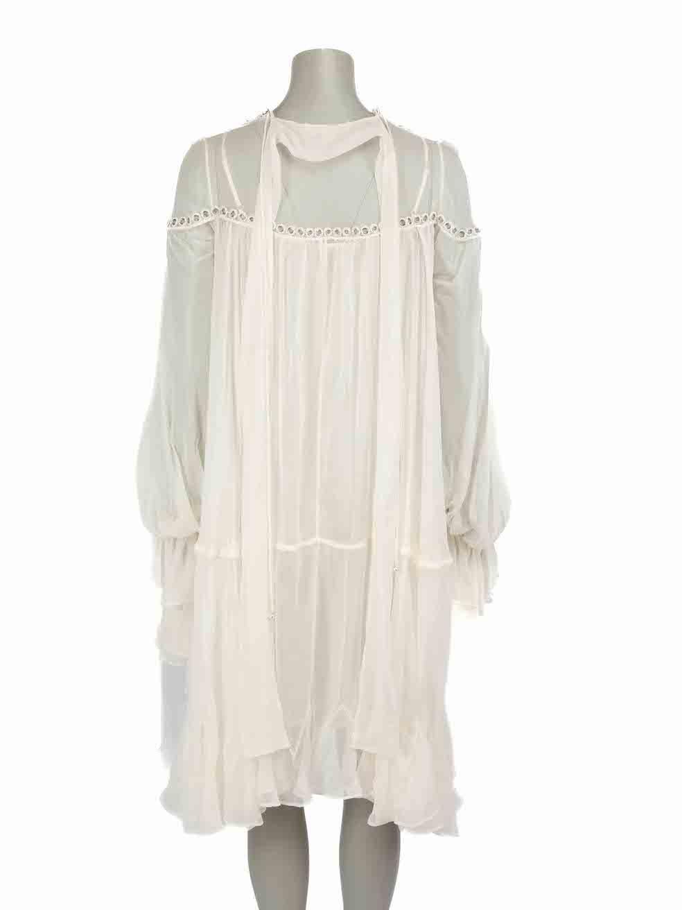 Jonathan Simkhai White Eyelet Detail Draped Dress Size XS In Excellent Condition In London, GB