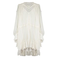 Jonathan Simkhai White Eyelet Detail Draped Dress Size XS