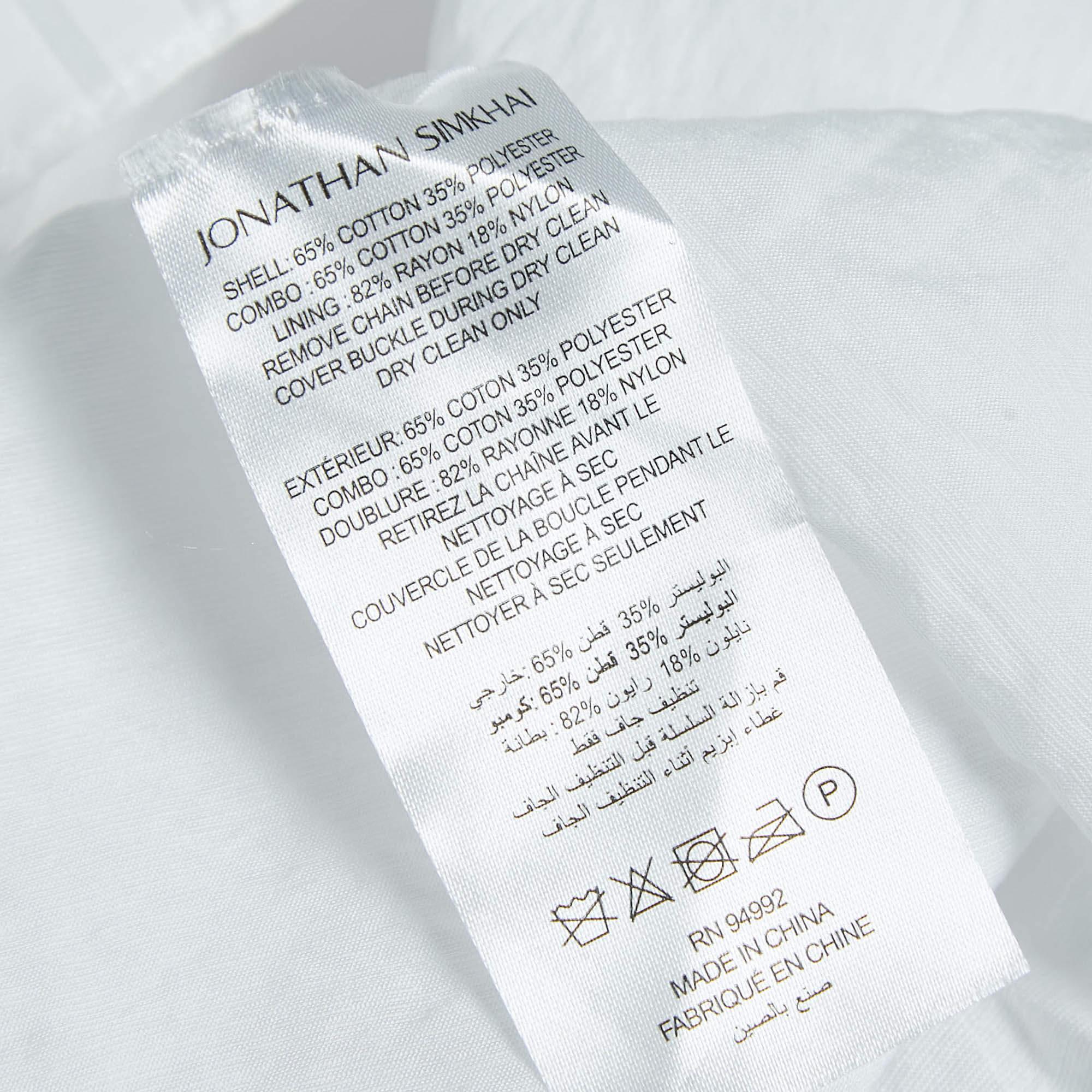Jonathan Simkhai White Pleated Cotton Blend Chain Detail Long Dress M 1