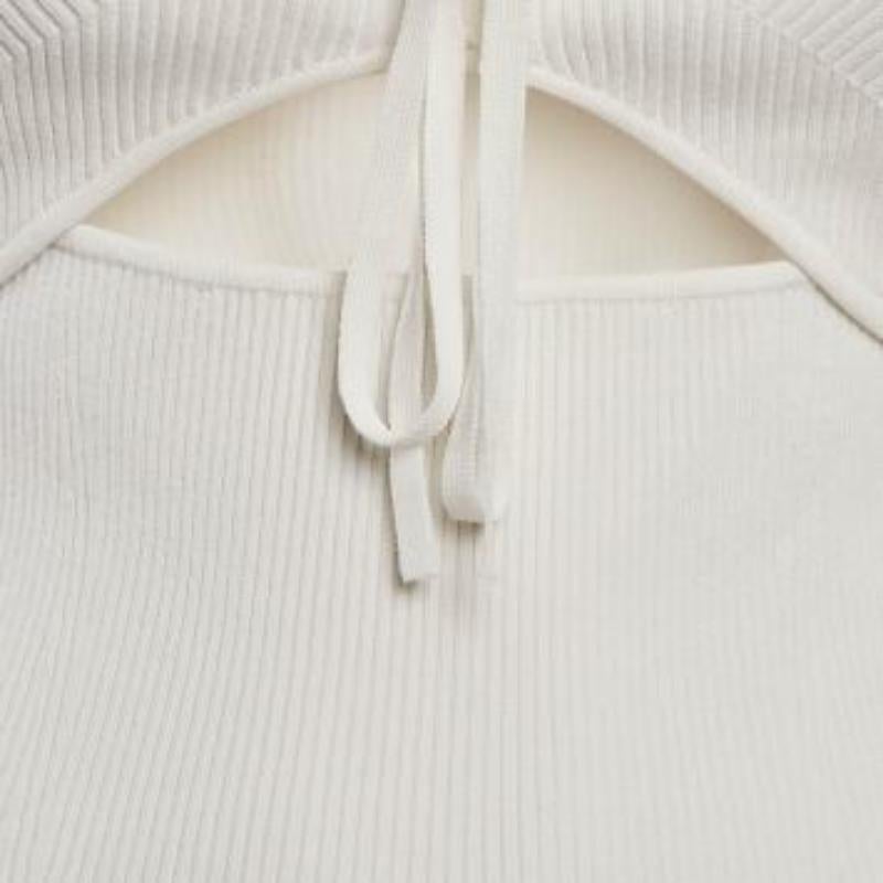 Jonathan Simkhai White Rib Knit Cut-Out Alexia Top S For Sale 5