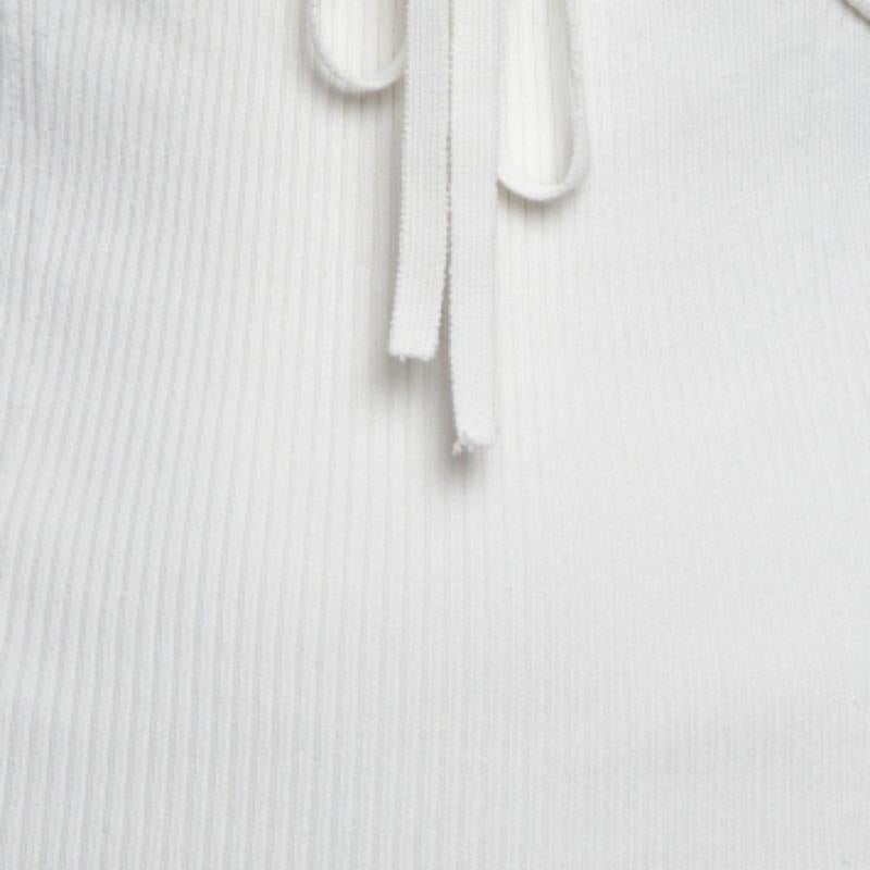 Jonathan Simkhai White Rib Knit Cut-Out Alexia Top S In Fair Condition For Sale In Dubai, Al Qouz 2