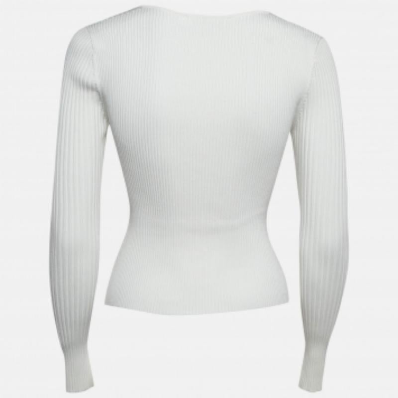 Women's Jonathan Simkhai White Rib Knit Cut-Out Alexia Top S For Sale