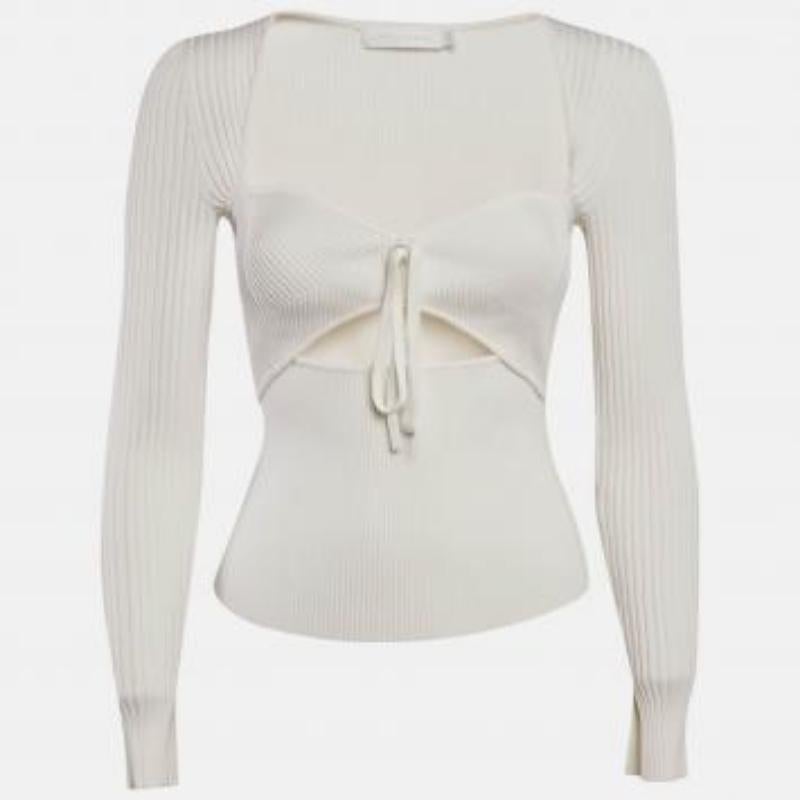 Jonathan Simkhai White Rib Knit Cut-Out Alexia Top S For Sale 4