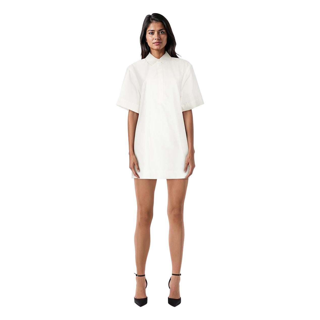 Jonathan Simkhai Weiß Kurzarm Shirt Kleid Größe XS im Angebot