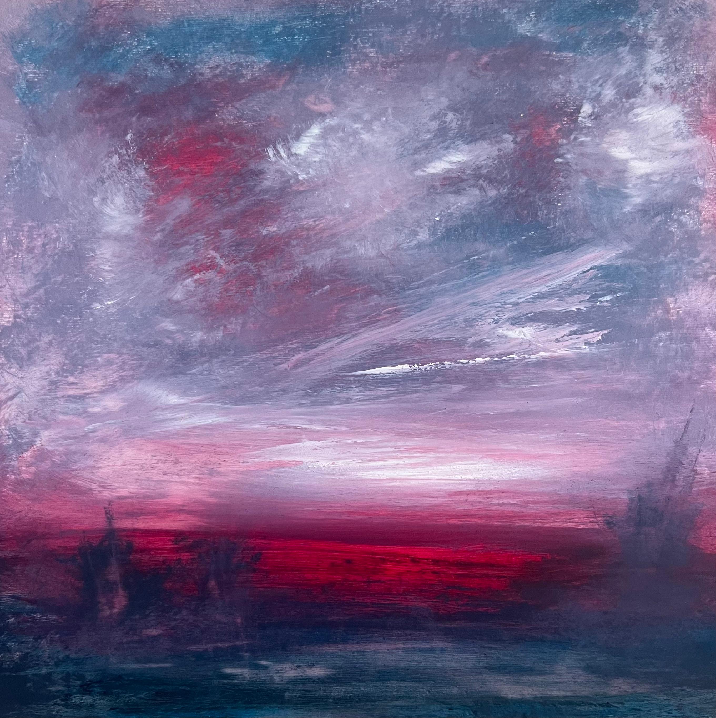 Jonathan Speed Landscape Painting - Crismson Sky - magenta pink landscape abstract expressionist original modern art