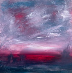 Crismson Sky - magenta pink landscape abstract expressionist original modern art