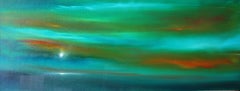 Smaragd-Wolken – Landschafts- und Meereslandschaft, Ölgemälde, modern, abstrakt