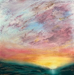 Evening Glow IV - magenta landscape abstract expressionist original modern art