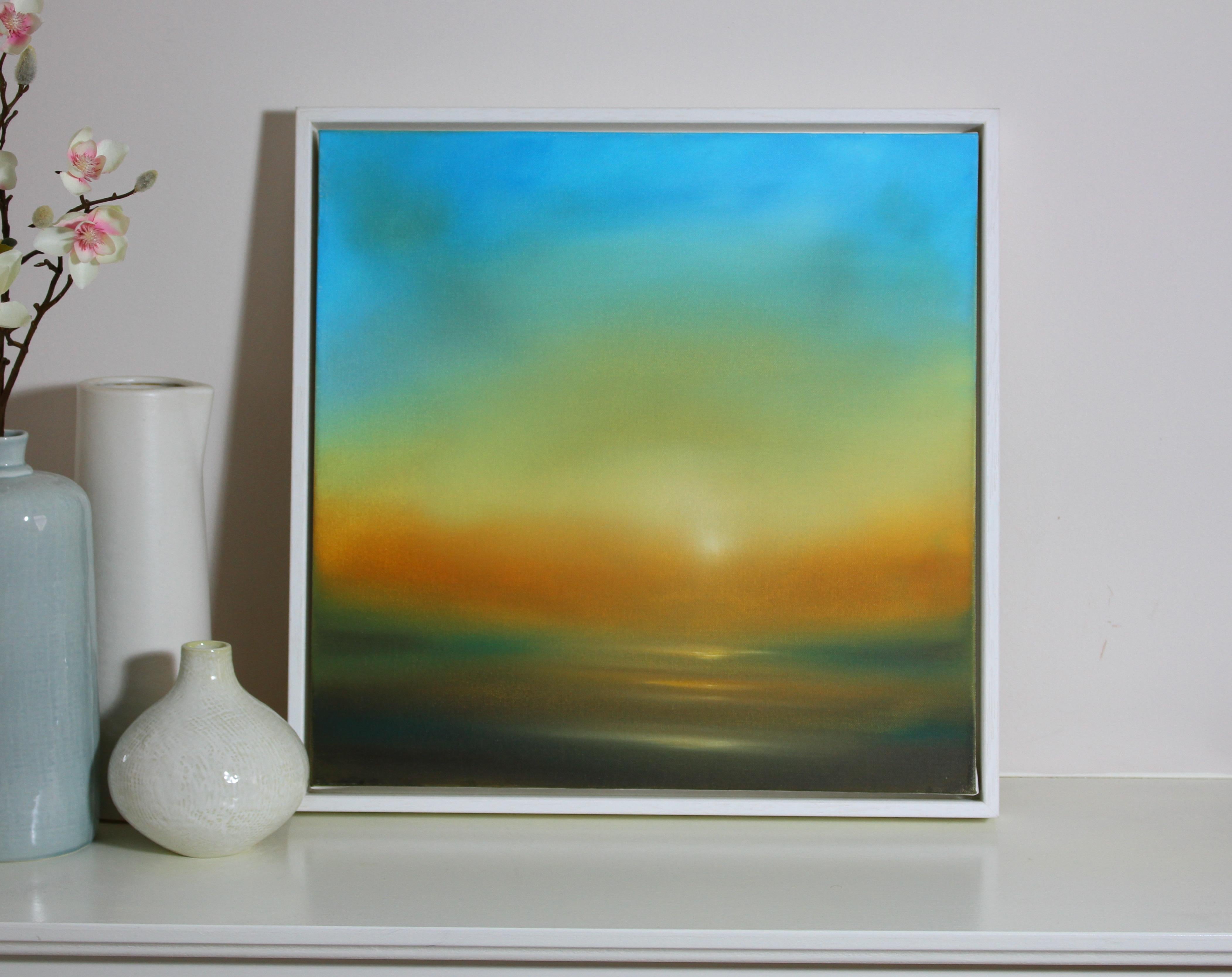 Golden Glow-original abstrait ocean seascape sunset painting-contemporary Art en vente 1