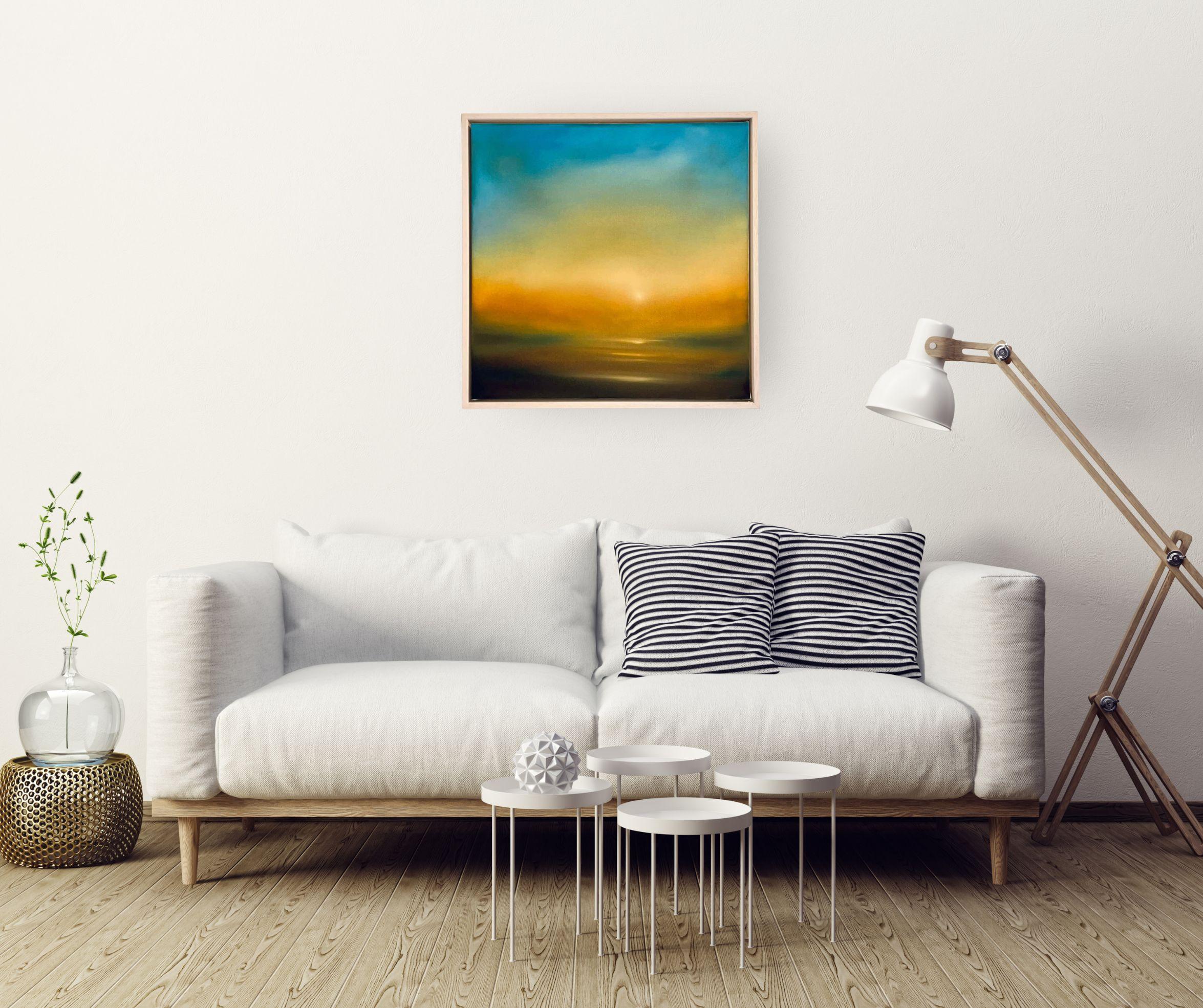 Golden Glow-original abstract ocean seascape sunset painting-contemporary Art For Sale 2