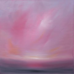 Radiant Sunset - magenta landscape abstract expressionist original modern art