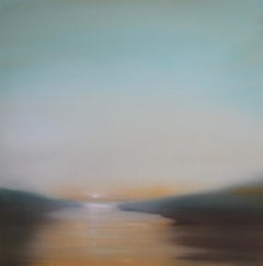 Sunset Light - original modern sea beach landscape painting contemporary