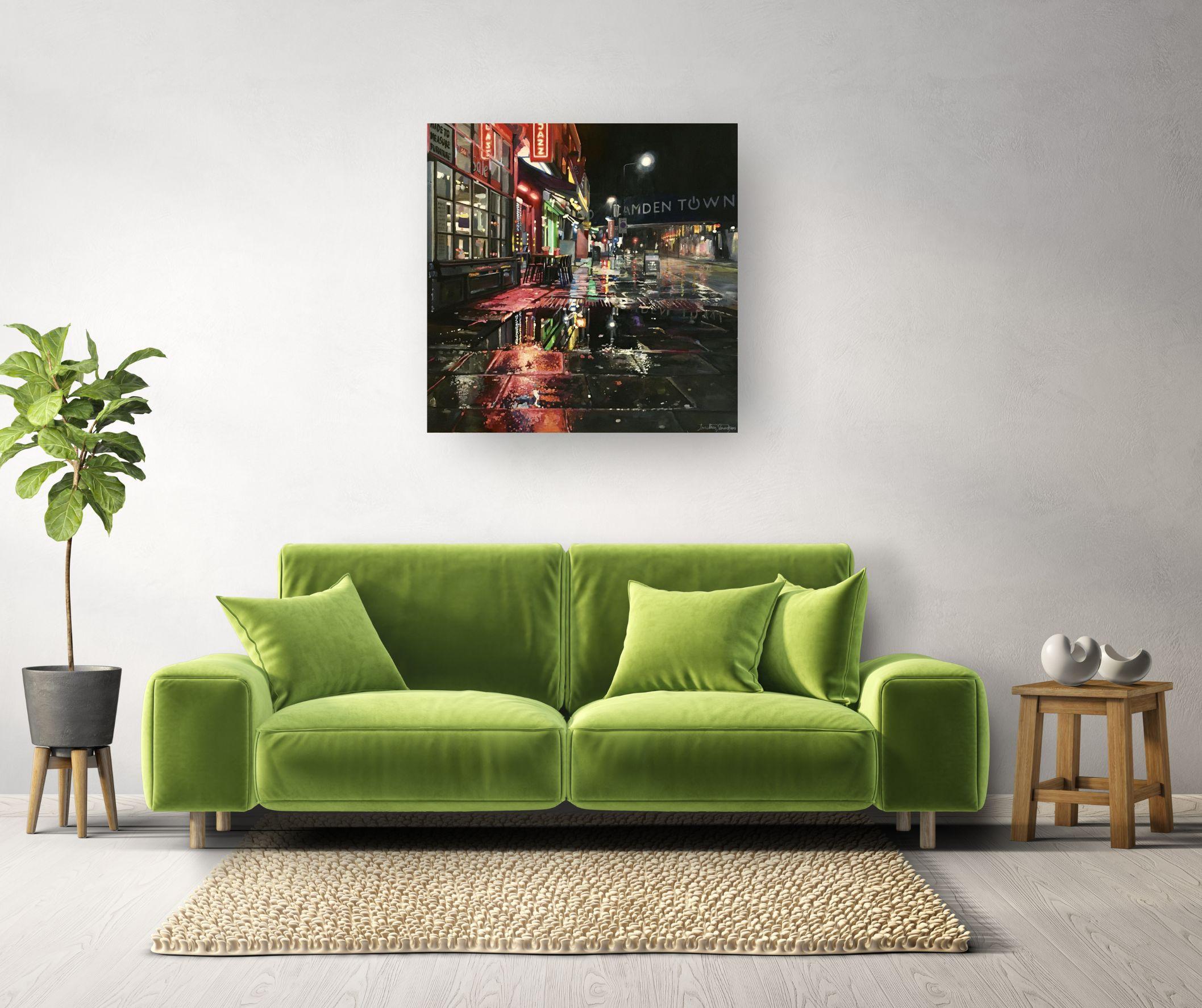 Back to Jazz - Original Realismus Stadtbild Ölgemälde-zeitgenössische Kunst im Angebot 2