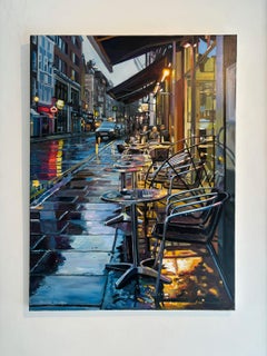 Bar Italia, Frith Street-Original realism London oil painting-contemporary Art