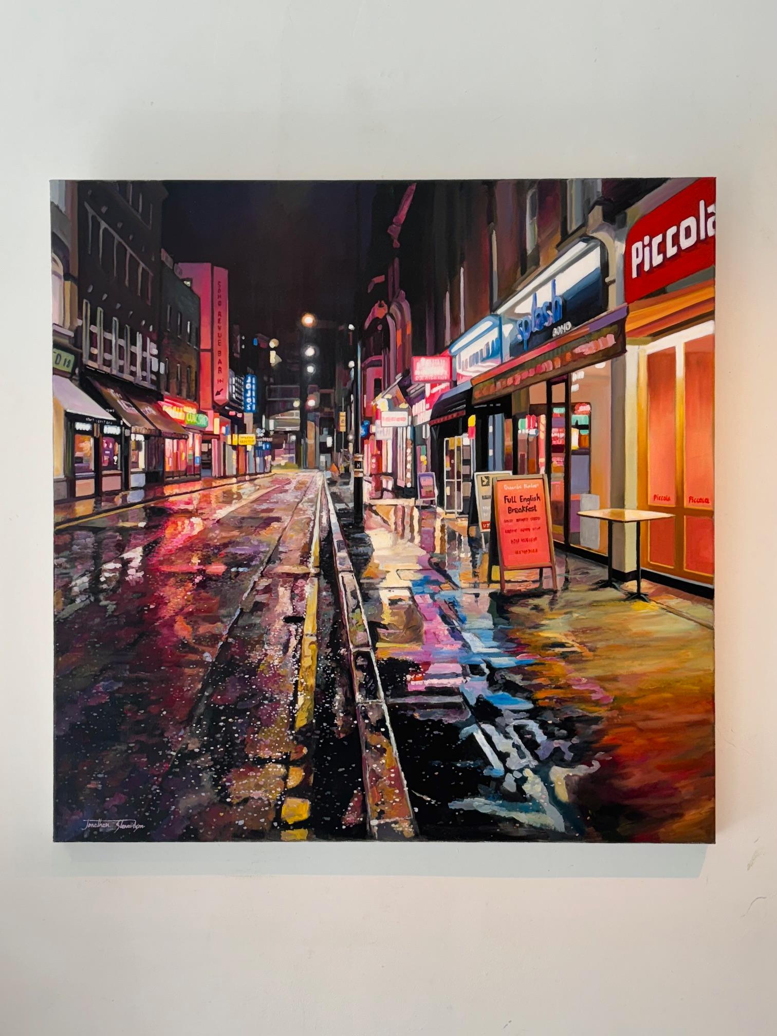 Brewer Street, Soho - Original realism cityscape oil painting -contemporary Art For Sale 4