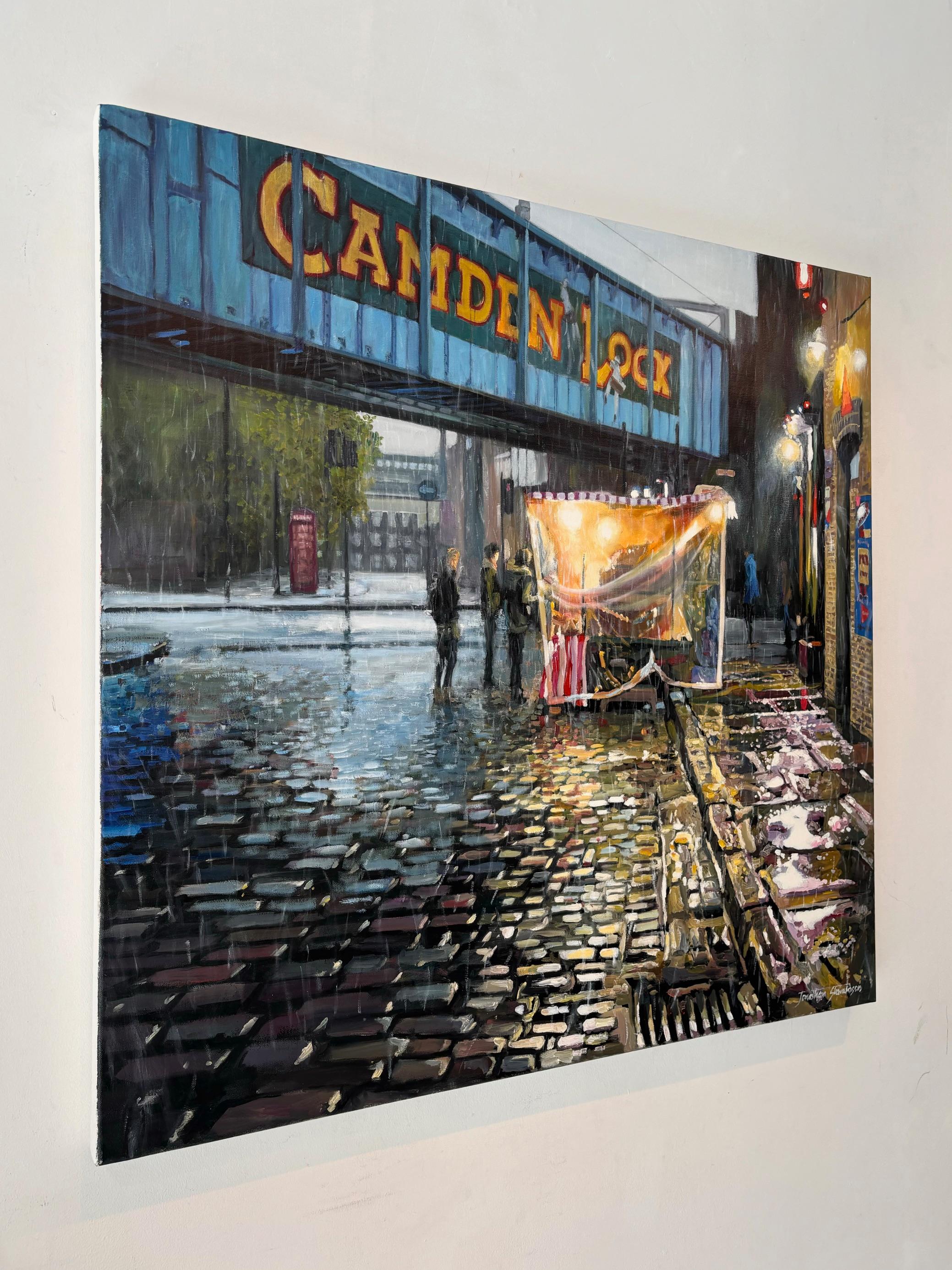 Camden Market, Morning- Original realism cityscape oil painting-contemporary Art - Painting Impresionista de Jonathan Stewerdson