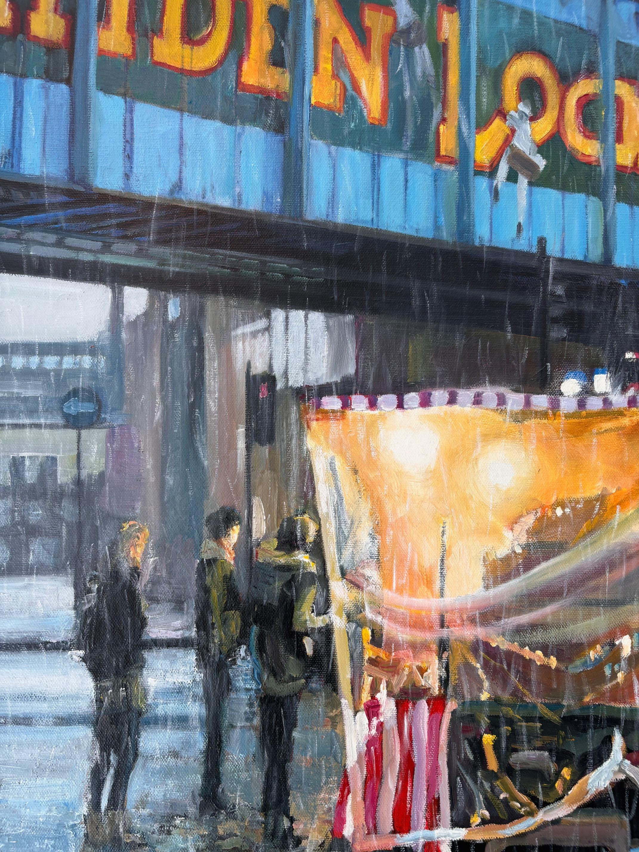 Camden Market, Morning- Original realism cityscape oil painting-contemporary Art - Landscape Painting Negro de Jonathan Stewerdson