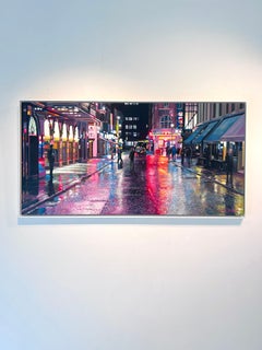 Old Compton St (night)-Original realism London oil painting-contemporary Art