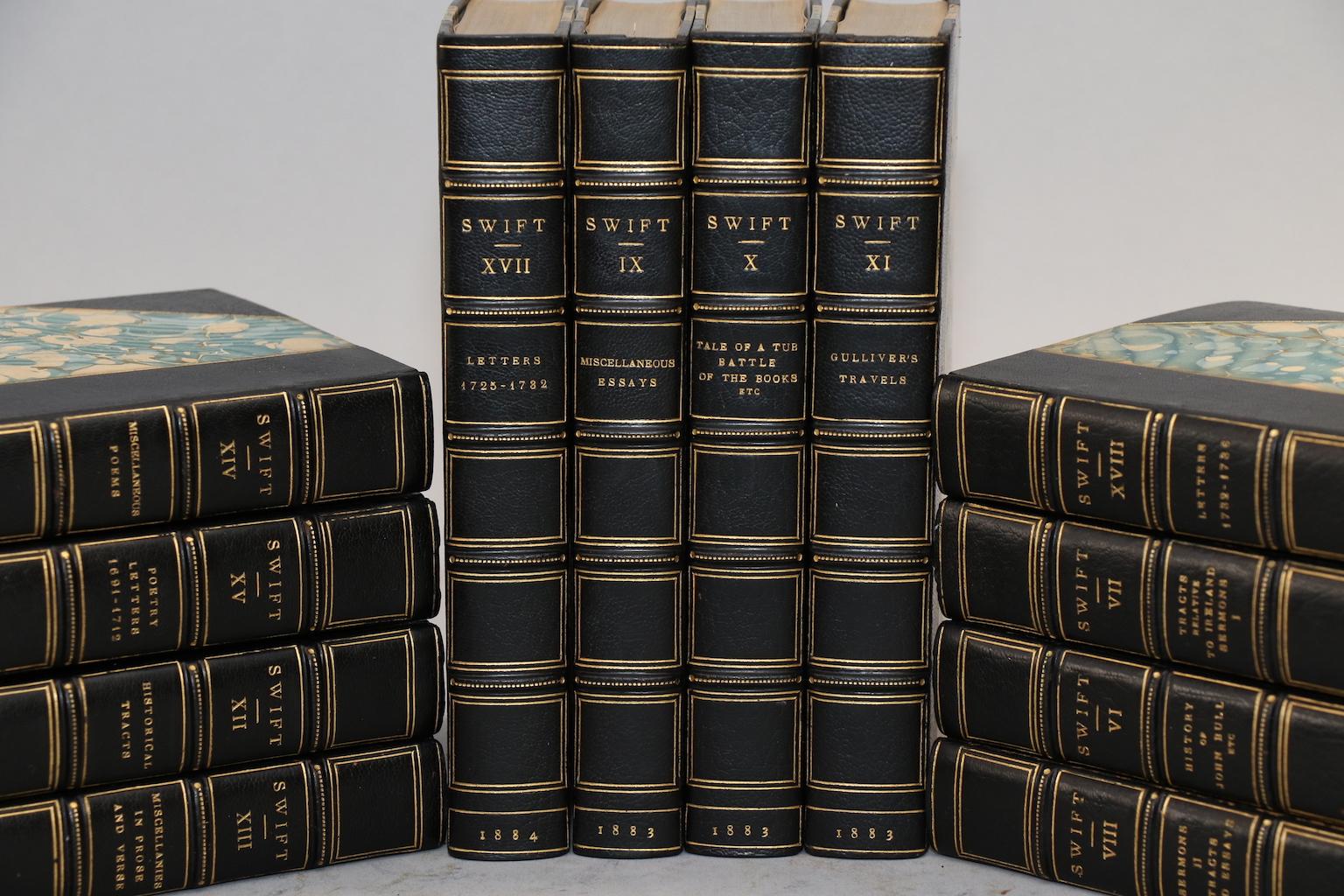 Notes and a Life of the Author by Sir. Walter Scott

Second Edition

Nineteen volumes. Octavo. Limited to seven hundred and fifty copies, this is #330. Bound in three-quarter green morocco with marbled boards, top edges gilt, and raised bands.