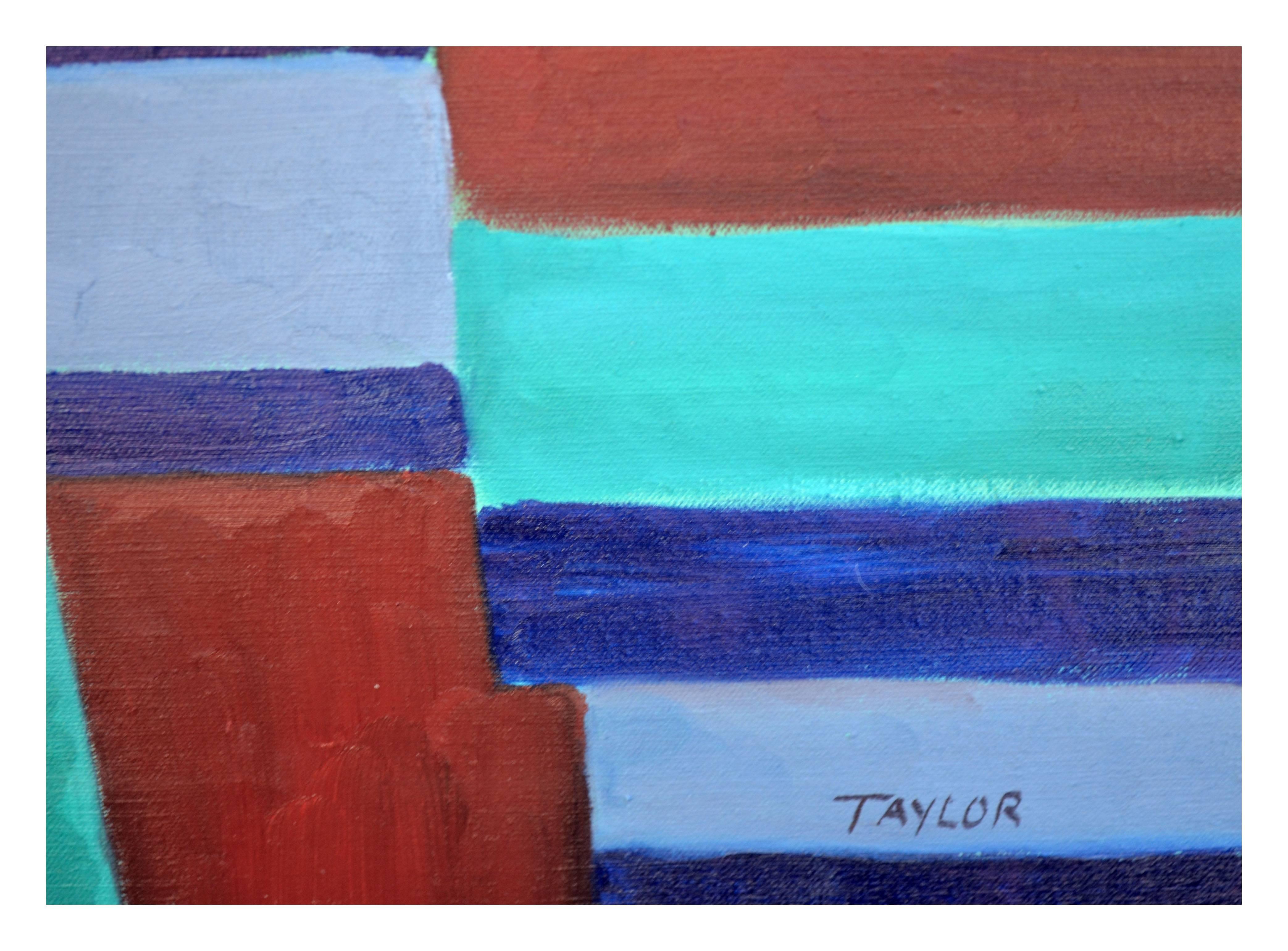Berkeley Hills Geometric Abstract in Oil on Canvas - Gray Abstract Painting by Jonathan Taylor