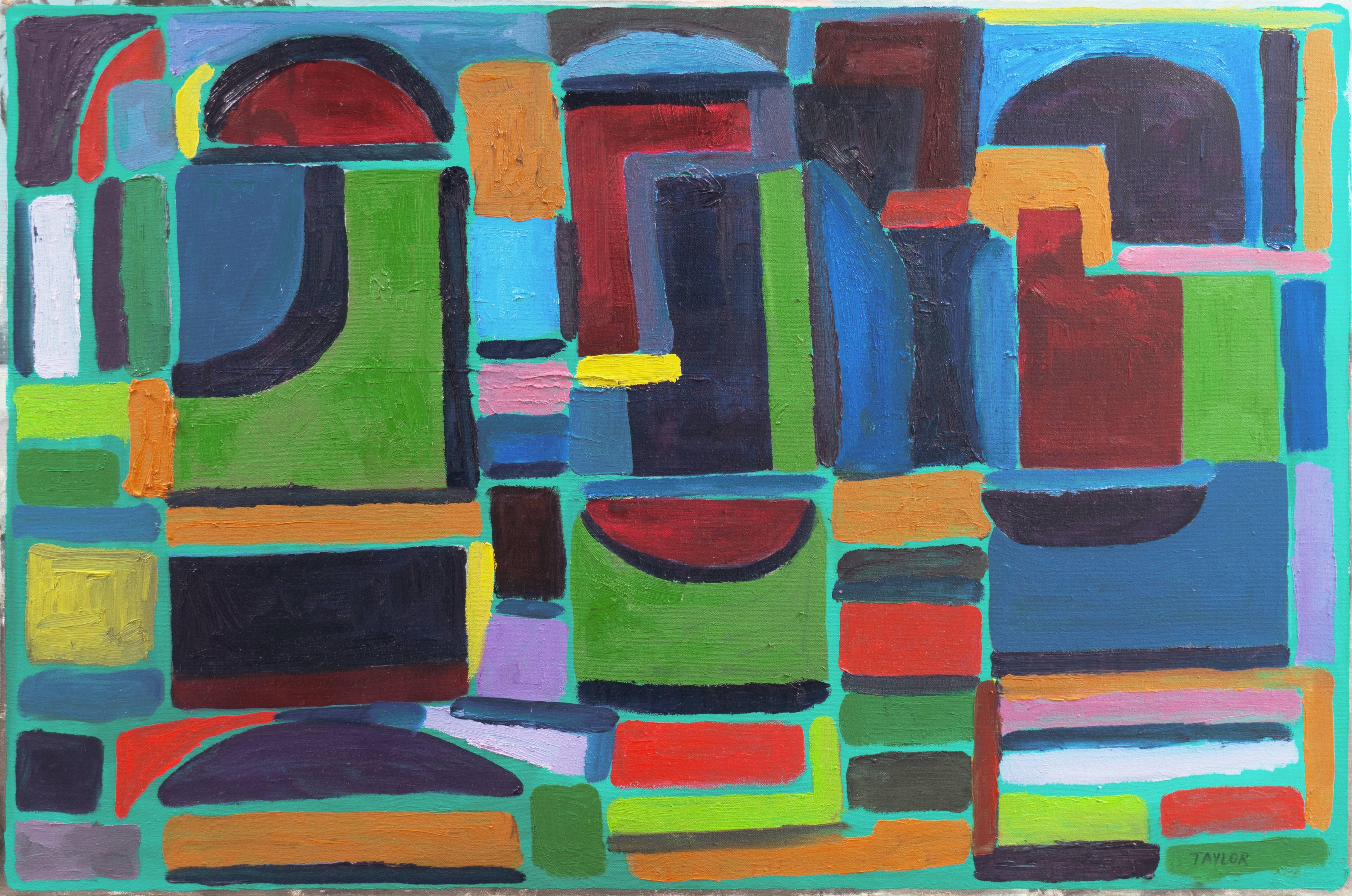 'Abstract #7', Architectural Abstraction, American Modernist, Maine, Santa Cruz - Painting by Jonathan Taylor