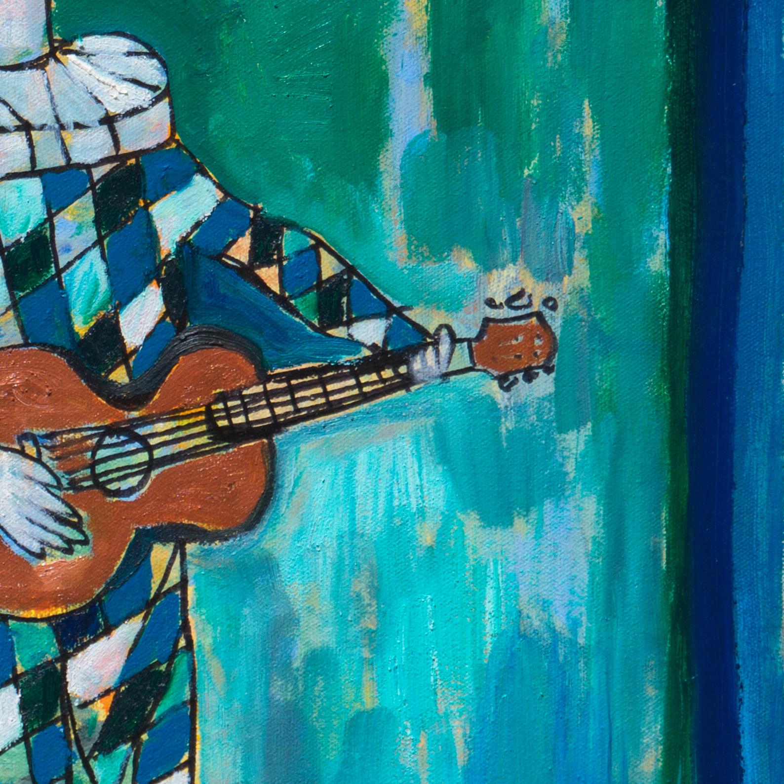 'Harlequin with Guitar', California Modernist, Santa Cruz, University of Maine For Sale 2