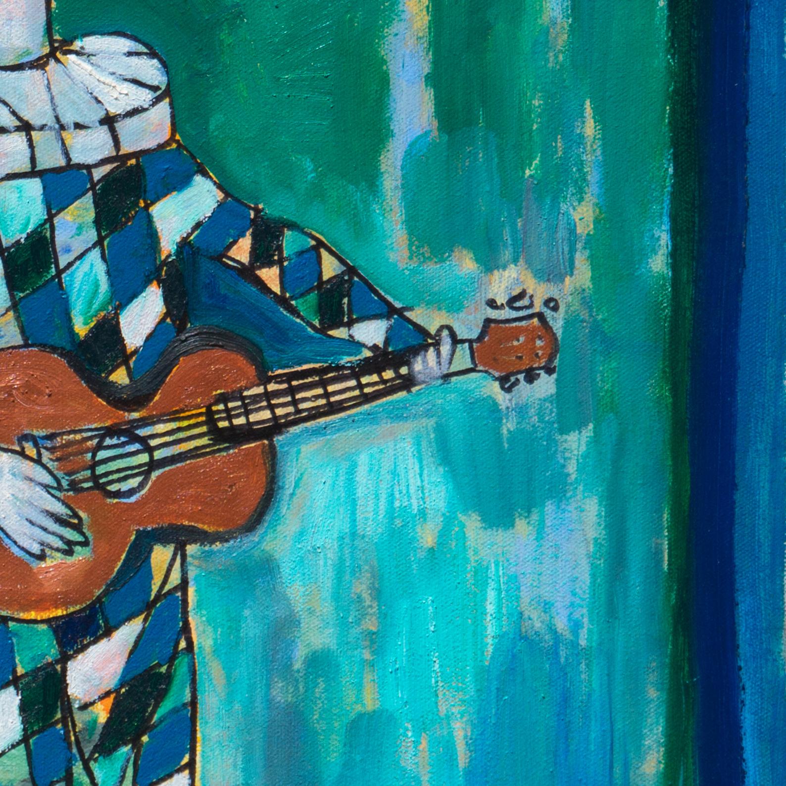 Harlequin with Guitar, moderniste californien, Santa Cruz, université du Maine en vente 4