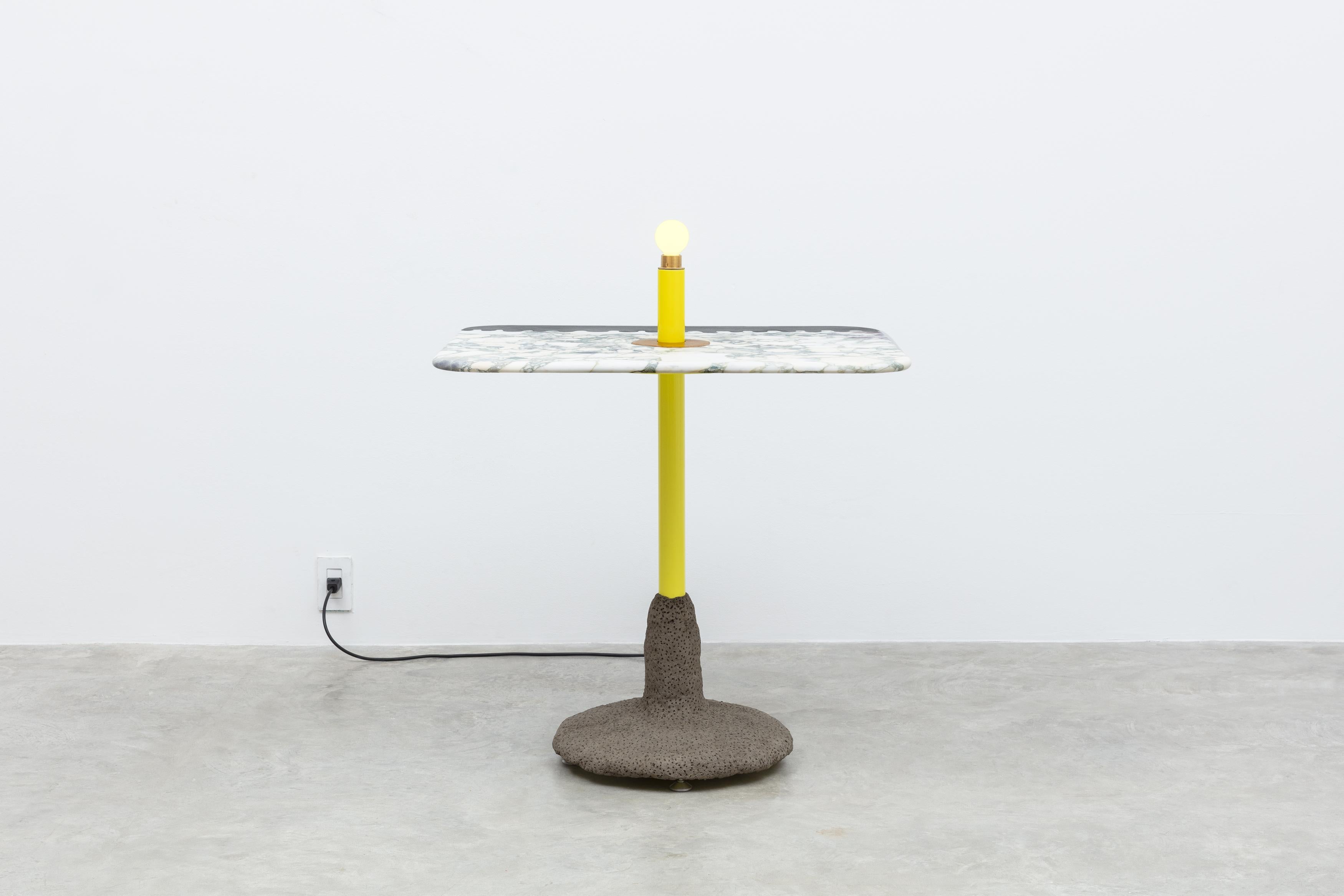 Jonathan Trayte [British, b. 1980]
Wawa Island, 2018
Marble, granite, powder-coated steel, stainless steel, concrete, light fitting
38 x 31.5 x 27.5 inches
97 x 80 x 70 cm

Jonathan Trayte was born in 1980 in Huddersfield, UK. Trayte received