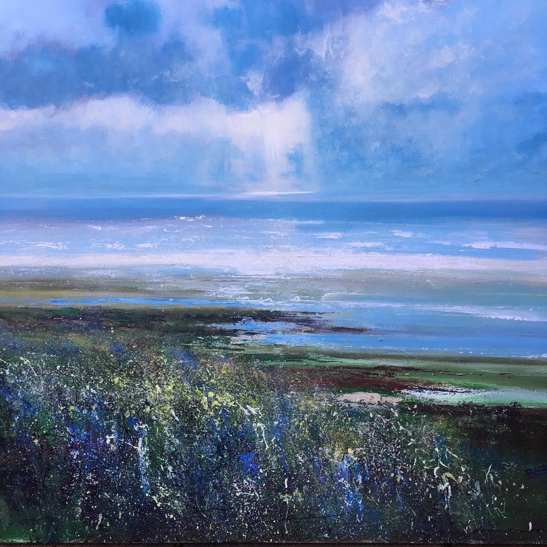 Ebb Tide, mixed media seascape painting, Norfolk Coast - Mixed Media Art by Jonathan Trim