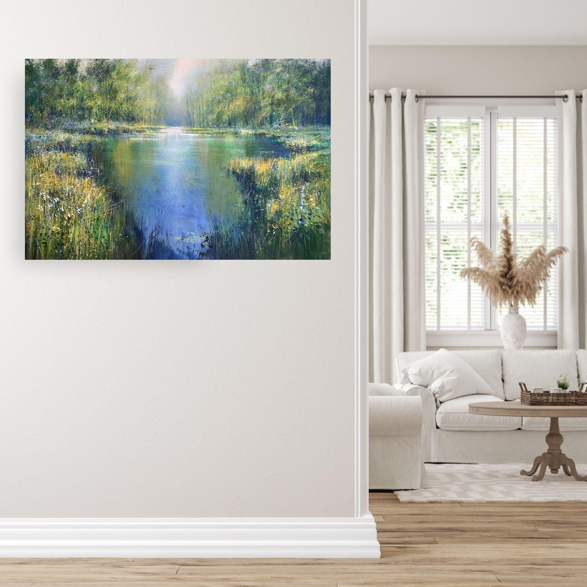 Despejando la niebla en el río-pintura original impresionista de paisaje marino-arte en venta en venta 2
