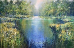 Clearing Mist on the River-original impressionism seascape painting-art for sale