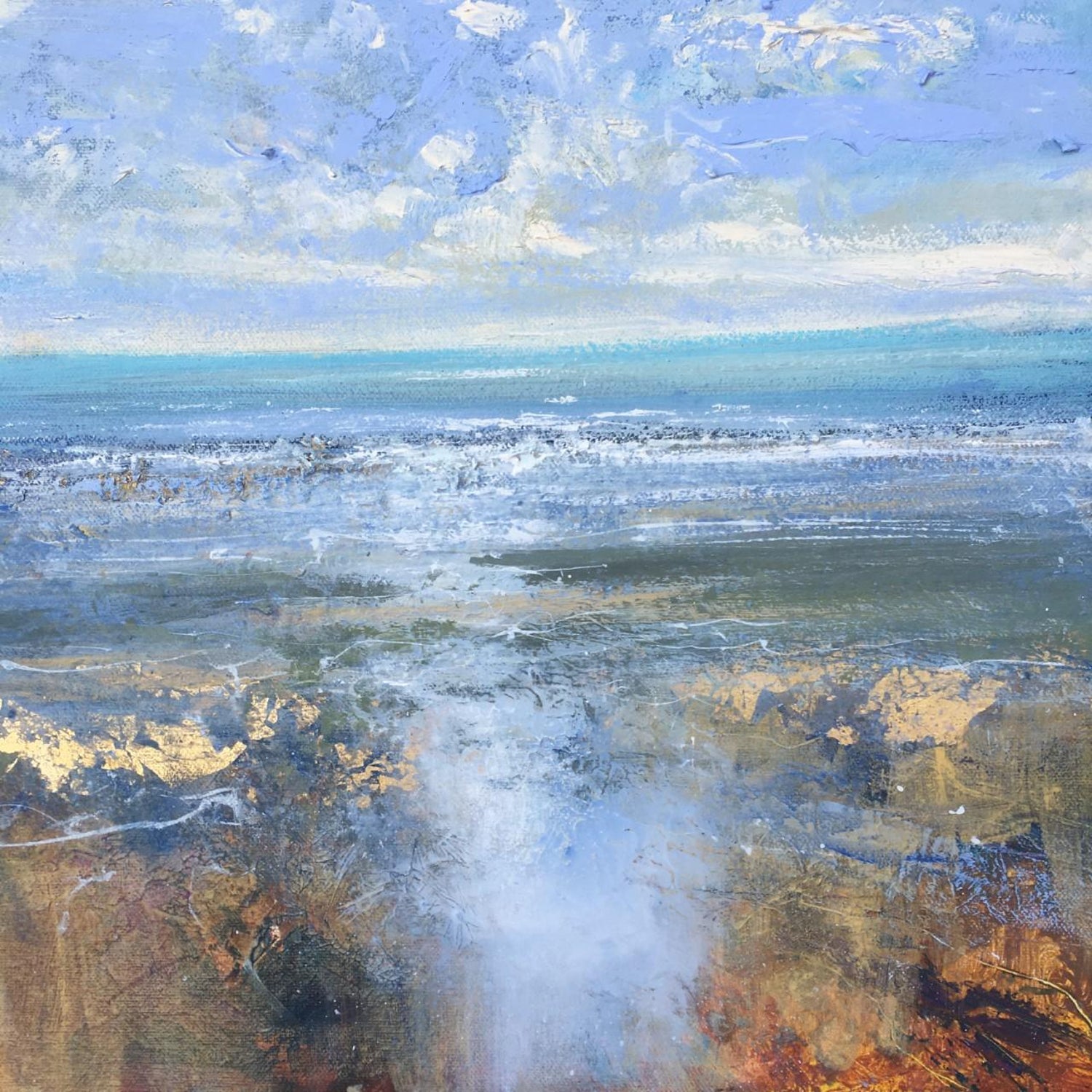 Jonathan Trim Estuary Light Abstract Landscape Painting For Sale
