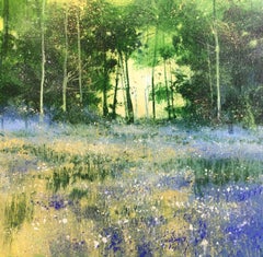 Matin de forêt - peinture impressionniste originale de paysage floral - art contemporain