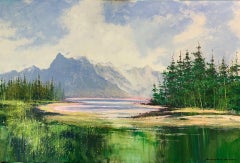 Fraser River-Candian Rockies-original impressionism landscape painting-art 