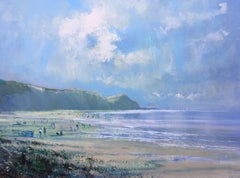 High Summer Charnmouth, seascape painting, painting of Charnmouth, mixed media