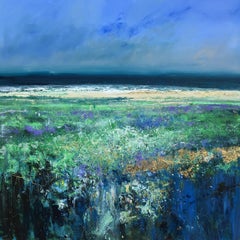 Lavender Sea - original landscape water painting Contemporary 21st Century Art